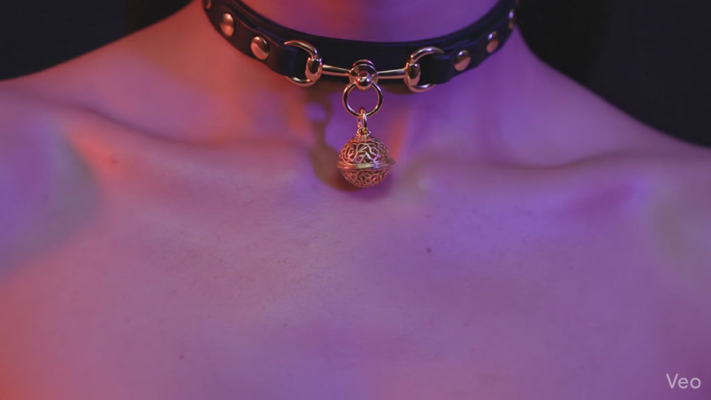 BAD HABIT Marked Studded Choker with Bell Charm